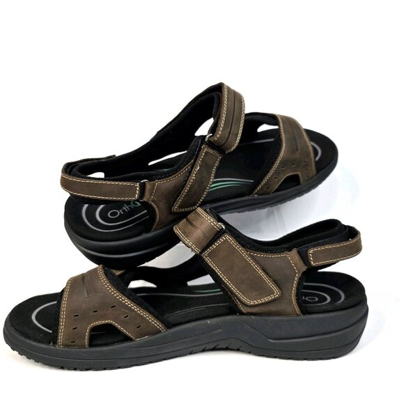 OrthoFeet Gemini Leather Adjustable Brown Sandals w/Box Men\'s SZ 14 (4E) main image 4